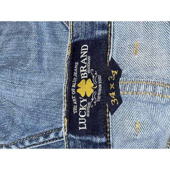 Lucky Brand 361 Vintage Jeans Mens 34X34 Straight Cut Factory Distressed - Picture 9 of 11